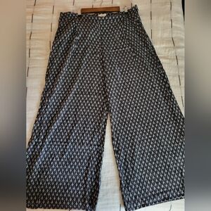 Elevenses By Anthropologie Black & White Ikat Wide-Leg Pants XL